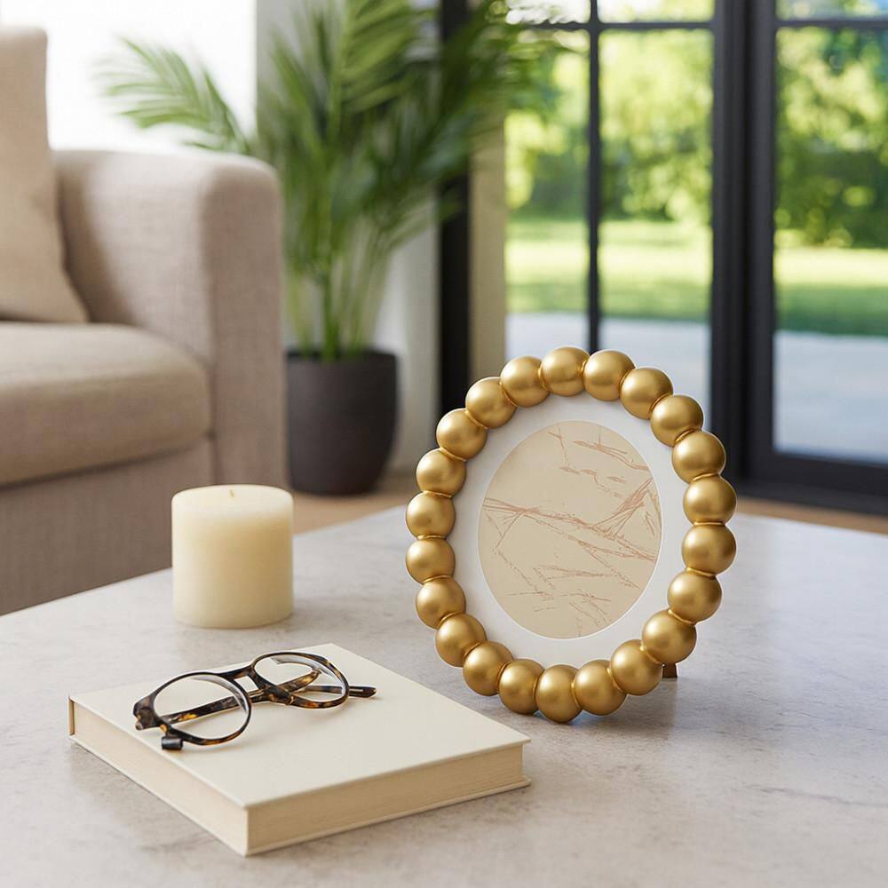 6 in. x 6 in. Gold Resin Matted To 4x4 Beaded Photo Frame price history on PriceWatchPro