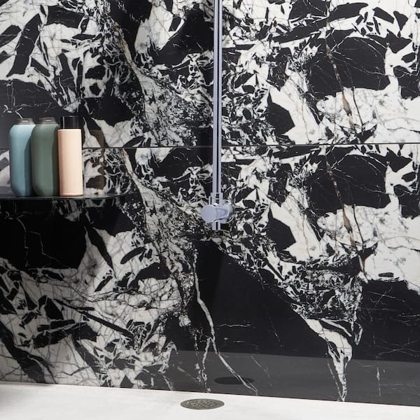 Kasama Black Antique 29.13 in. x 58.27 in. Polished Porcelain Floor and Wall Tile (11.78 sq. ft./Case)