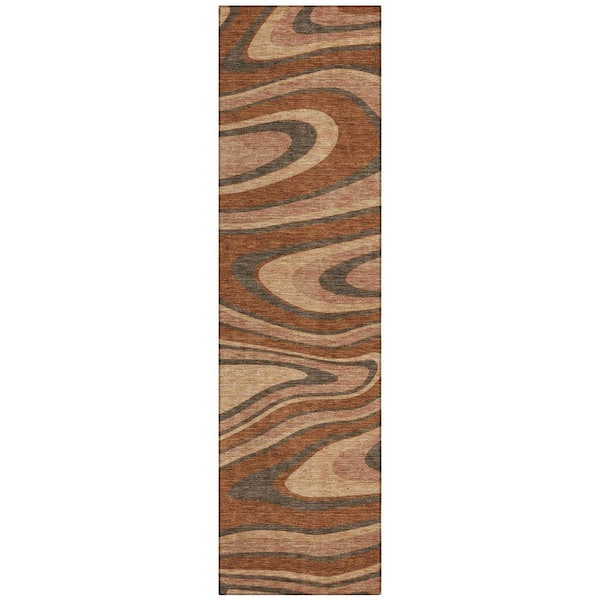 Chantille Machine Washable Indoor/Outdoor Abstract ACN2493 Paprika 2 ft. x 7 ft. Runner Rug