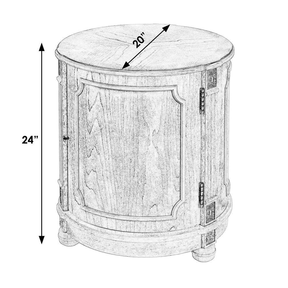 Thurmond Light Brown Round Wood Side Table with Storage
