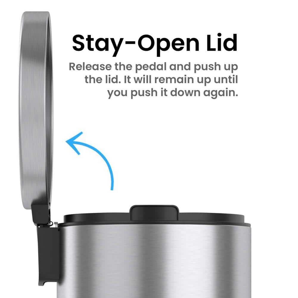 Brushed Stainless Steel 8 Gallon Step Pedal Trash Can