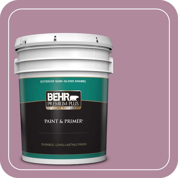 BEHR PREMIUM PLUS 5 gal. #690D-5 Winsome Rose Semi-Gloss Enamel Exterior Paint & Primer