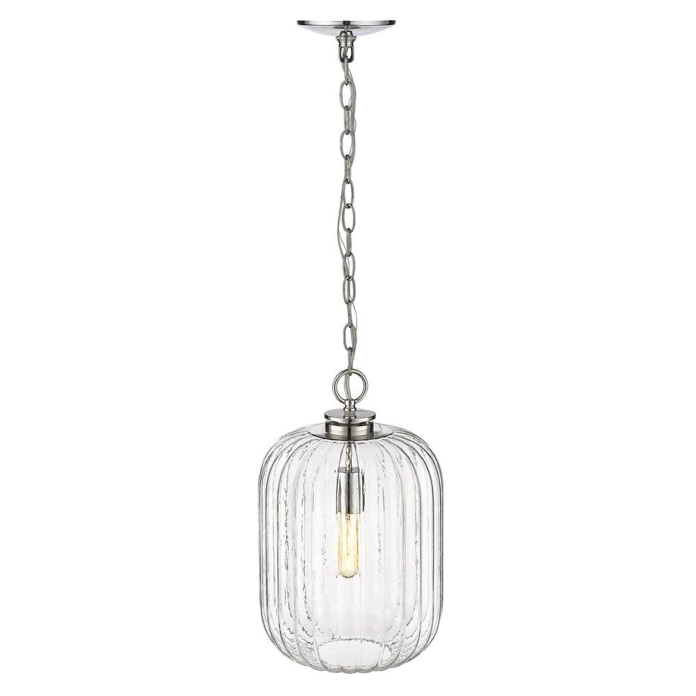Polished Nickel and Clear Glass Globe Pendant Light