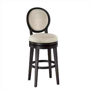 Dayton 30.25 in. Coffee Bean Full Back Wood Bar Stool with Fabric Seat