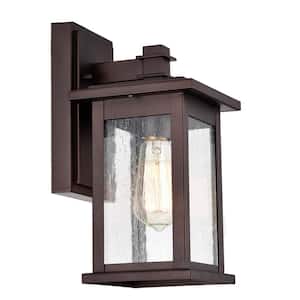1-Light Brown Outdoor Wall Lantern Sconce with Square (1-Pack)