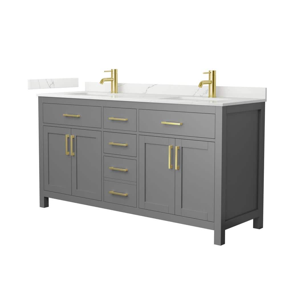 Beckett 66 in. Double Freestanding Dark Gray Bath Vanity with Giotto Quartz Top (Assembled) price history on PriceWatchPro