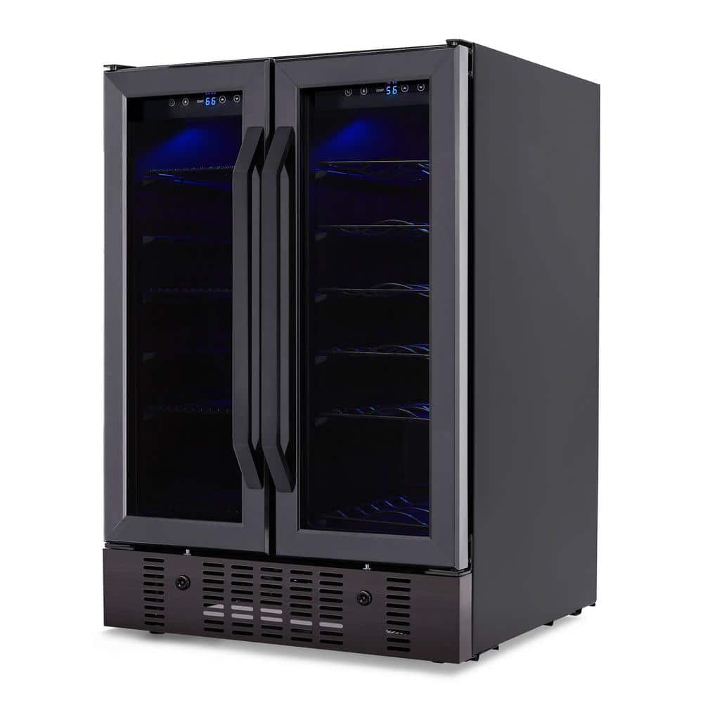 24" Black Stainless Steel Dual Zone Wine and Beverage Refrigerator