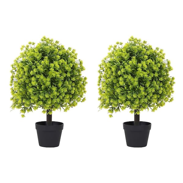 Unbranded 2 ft. Outdoor Artificial Boxwood Topiary Trees, UV Resistant Artificial Flowers for Front Porch Patio Decor (2-Pack)