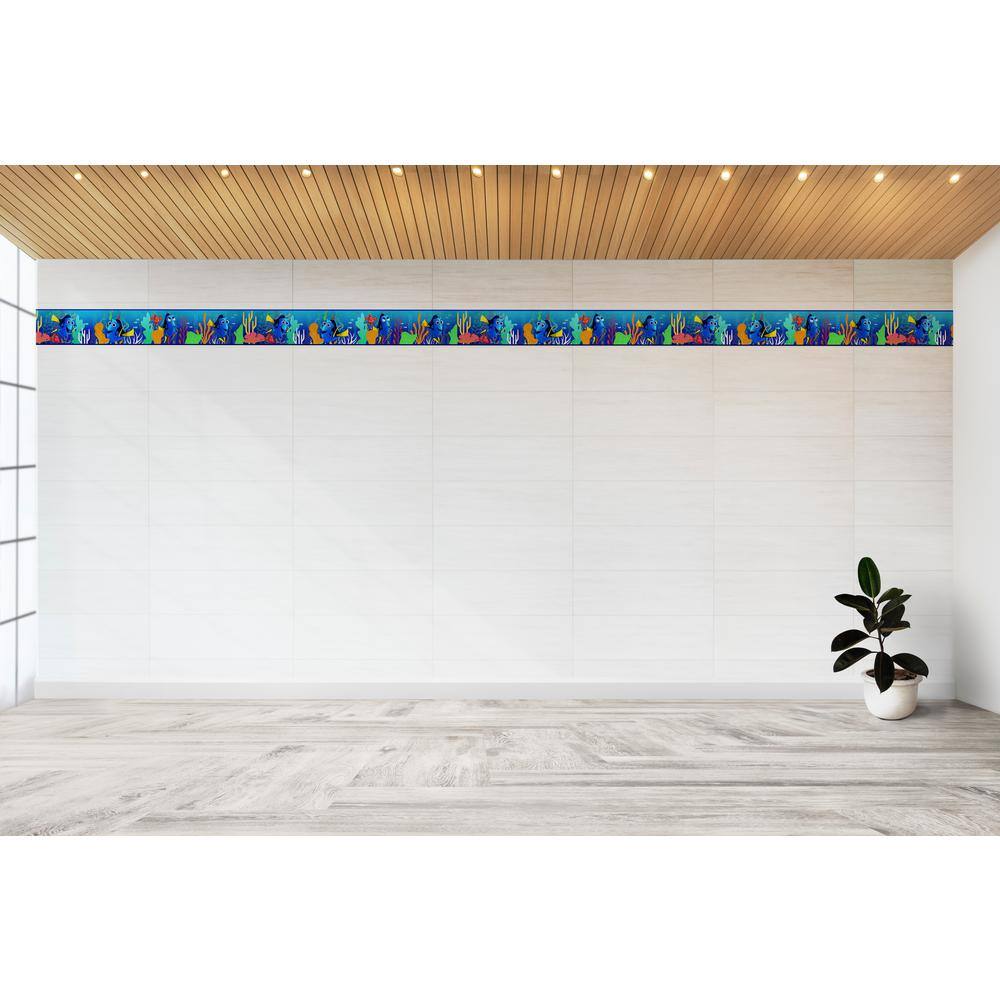 Sea World Blue Green Orange Vinyl Wallpaper Border
