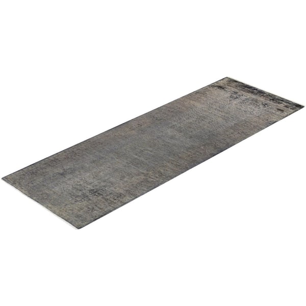 Overdyed Gray 2 ft. 8 in. x 8 ft. Wool Indoor Area Rug