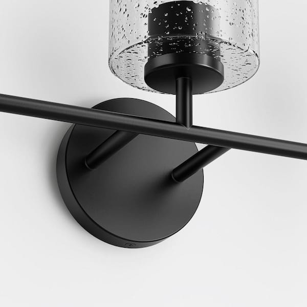 21.06 In. 3-Light Black Vanity Light 9 in. Drum Metal arms for Bathroom Shade