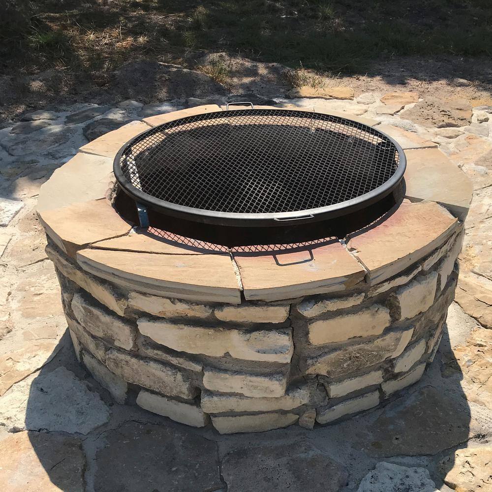 24-Inch Round Black Steel Fire Pit Cooking Grate with Handles