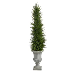4.5 ft. Indoor/Outdoor Cypress Artificial Tree in Decorative Urn UV Resistant