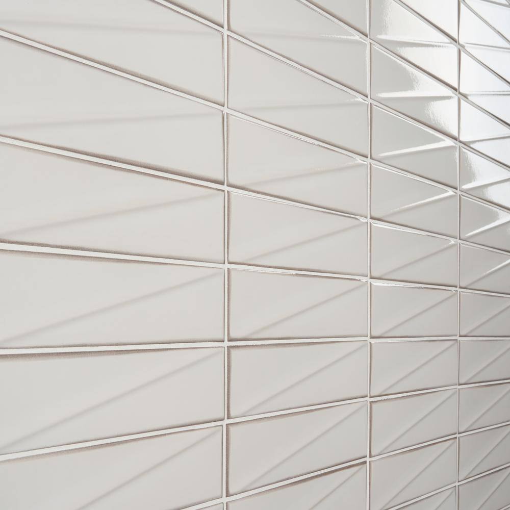 Ice White Glossy Ceramic Subway Wall Tile 3x12