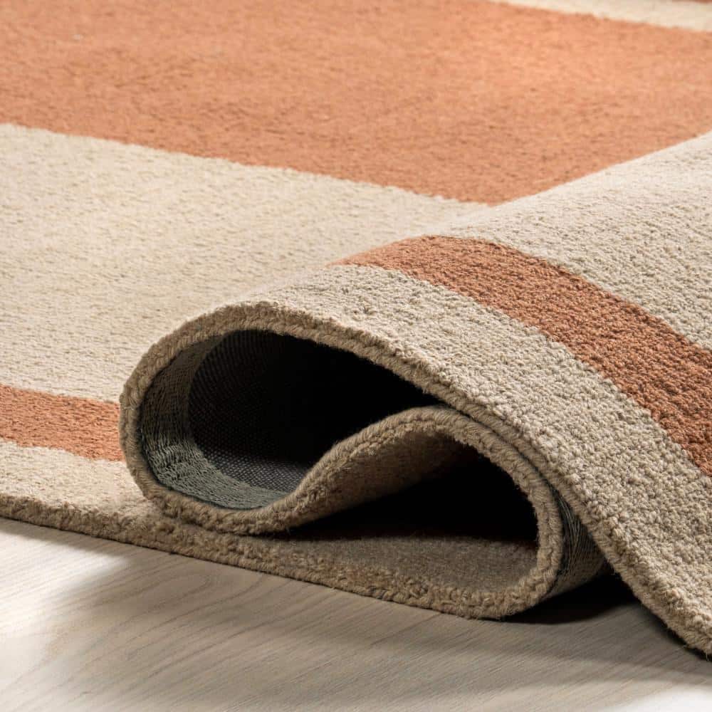 Rust and Beige Wool Flat Woven 8' x 10' Area Rug