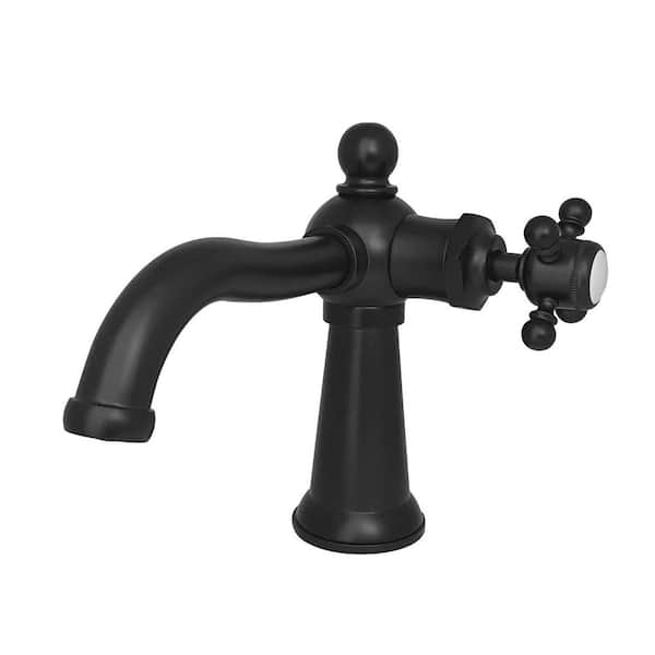 Kingston Brass Nautical Single-Handle Single-Hole Bathroom Faucet with Push Pop-Up in Matte Black