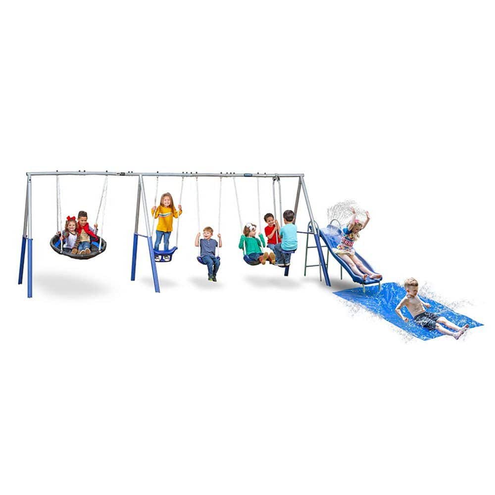 Fun Always Outdoor Playground with Water Slide Super Disc Swing, and Air Glider Outdoor Playset for Up to 8 Kids price history on PriceWatchPro