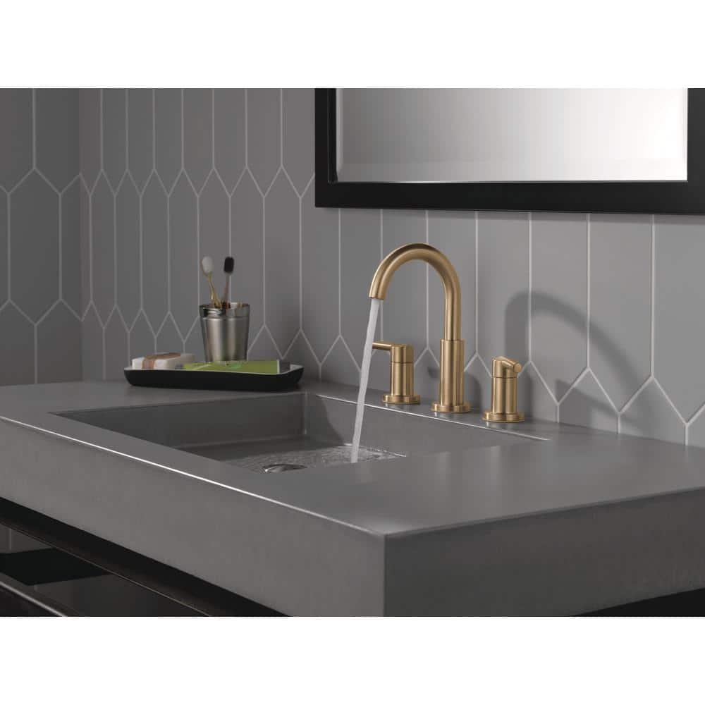 Champagne Bronze Widespread Bathroom Faucet with Drain Assembly