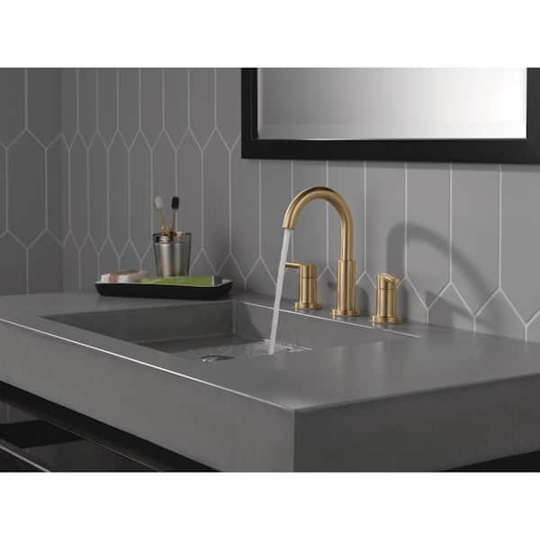 Nicoli J-Spout Gold 8 in. Widespread Double Handle Bathroom Faucet in Champagne Bronze