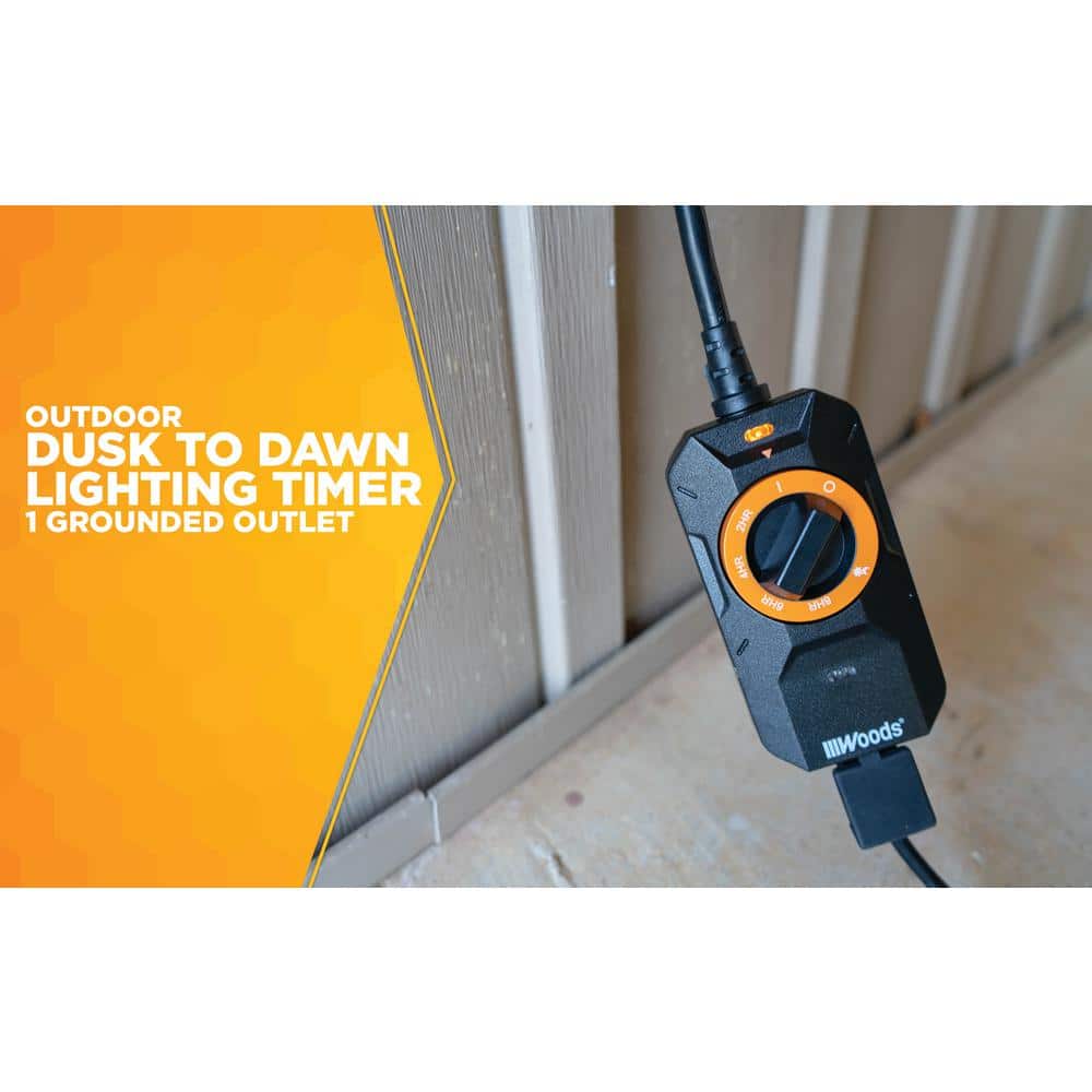Black and Orange Outdoor Dusk to Dawn Lighting Timer