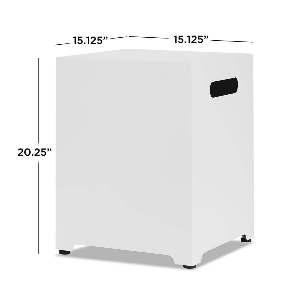 White Powder-Coated Steel Propane Tank Cover and Side Table
