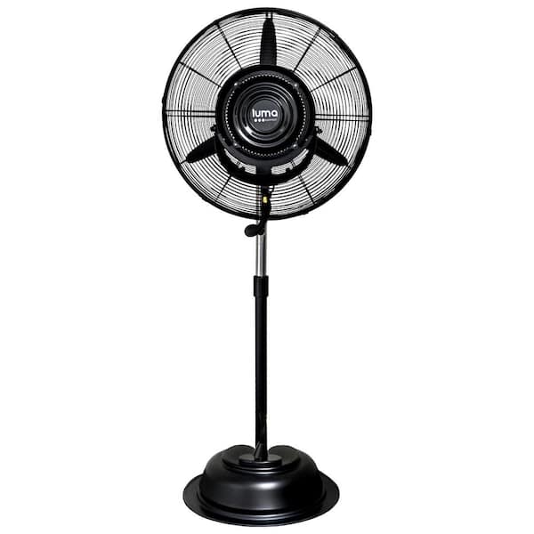 Luma Comfort Powerful 24 in. 3-Speed Durable Oscillating Outdoor Misting Fan with Water Tank for Patio Backyard - Black