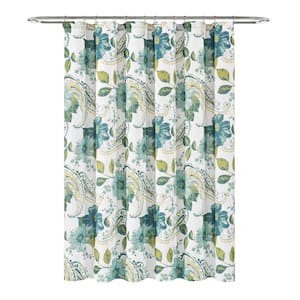 72 in. x 72 in. Floral Paisley Shower Curtain Blue Single
