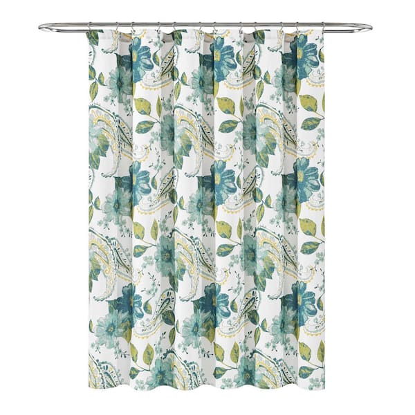 Lush Decor 72 in. x 72 in. Floral Paisley Shower Curtain Blue Single