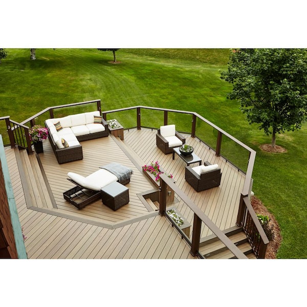 Legacy 1 in. x 6 in. x 1 ft. Pecan Grooved Edge Composite Decking Board Sample