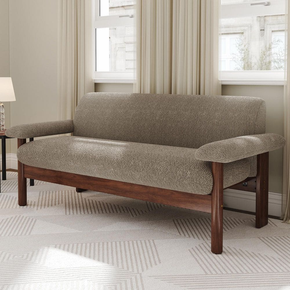 Ulmera Modern 72.8 in Brown Polyester Fabric Upholstered Rectangle 2-Seater Sofa Loveseat with Pillow Top Arms price history on PriceWatchPro