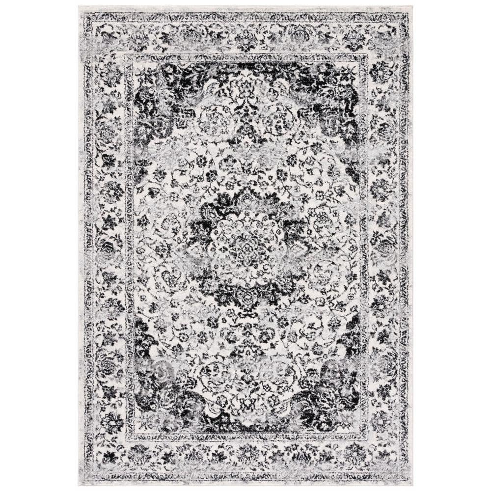 Tulum 10 ft. x 13 ft. Ivory/Black Distressed Abstract Floral Area Rug price history on PriceWatchPro