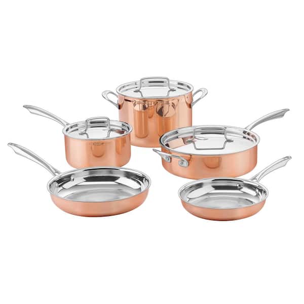 8 Pc Cookware Set 2 Layer Ceramic Non Stick Coating Copper Finish Induction