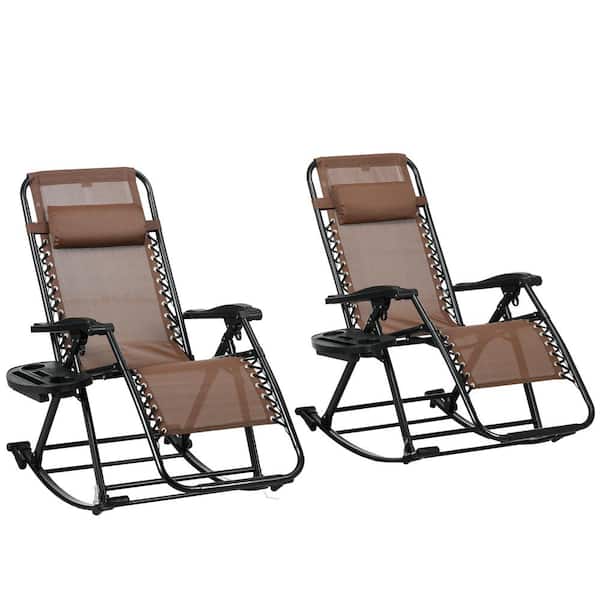 Outsunny Brown Wood Outdoor Rocking Chair