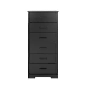 Rustic Ridge Black 6 Drawer 18.5 in. D x 23.75 in. W x 51.5 in. H Dresser Chest of Drawers