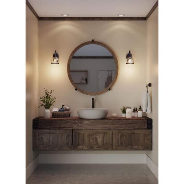 Progress Lighting Judson Collection 1-Light Antique Bronze Clear Glass Farmhouse Bath Vanity Light