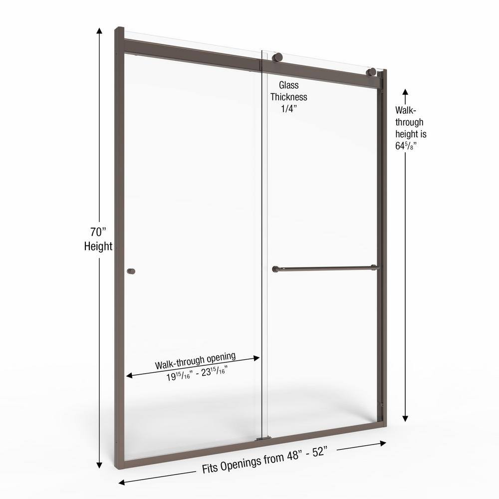 Rotolo 70" High x 52" Wide Bronze Semi-Frameless Shower Door