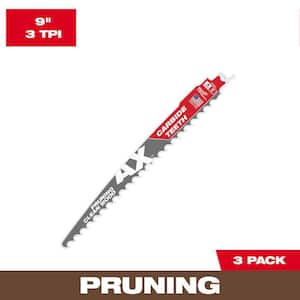 9 in. 3 TPI Pruning Carbide Teeth Wood Cutting SAWZALL Reciprocating Saw Blades (3-Pack)
