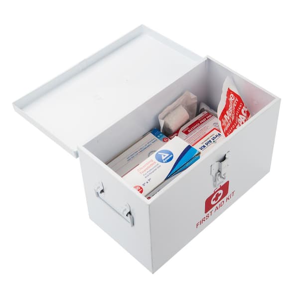 Mind Reader Galvanized First Aid Storage Box - White