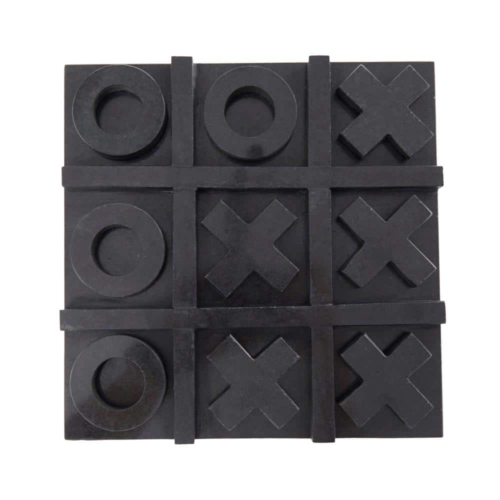 Litton Lane Black Marble Tic Tac Toe Game Set 043571 - The Home Depot