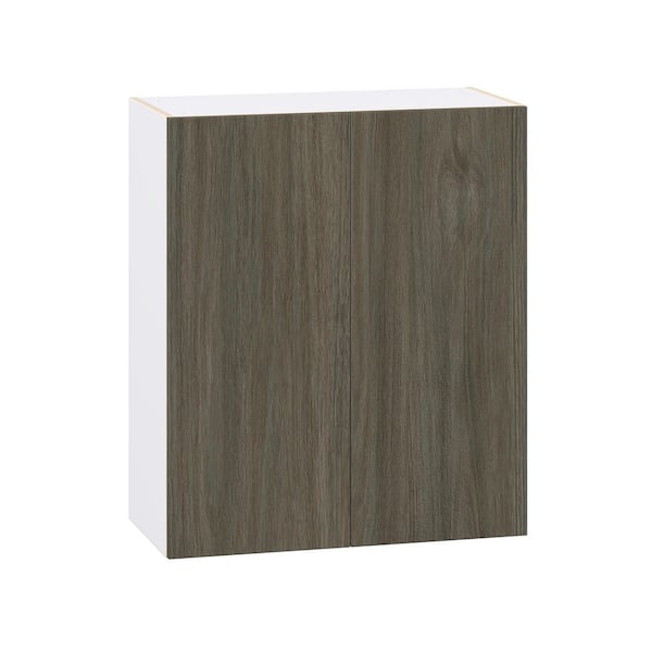 Timberline Slab Walnut Assembled Wall Kitchen Cabinet with Full Height Door (30 in. W x 35 in. H x 14 in. D)