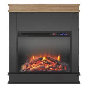 Mayores 29.69 in. Freestanding Electric Fireplace with Mantel in Black/Natural