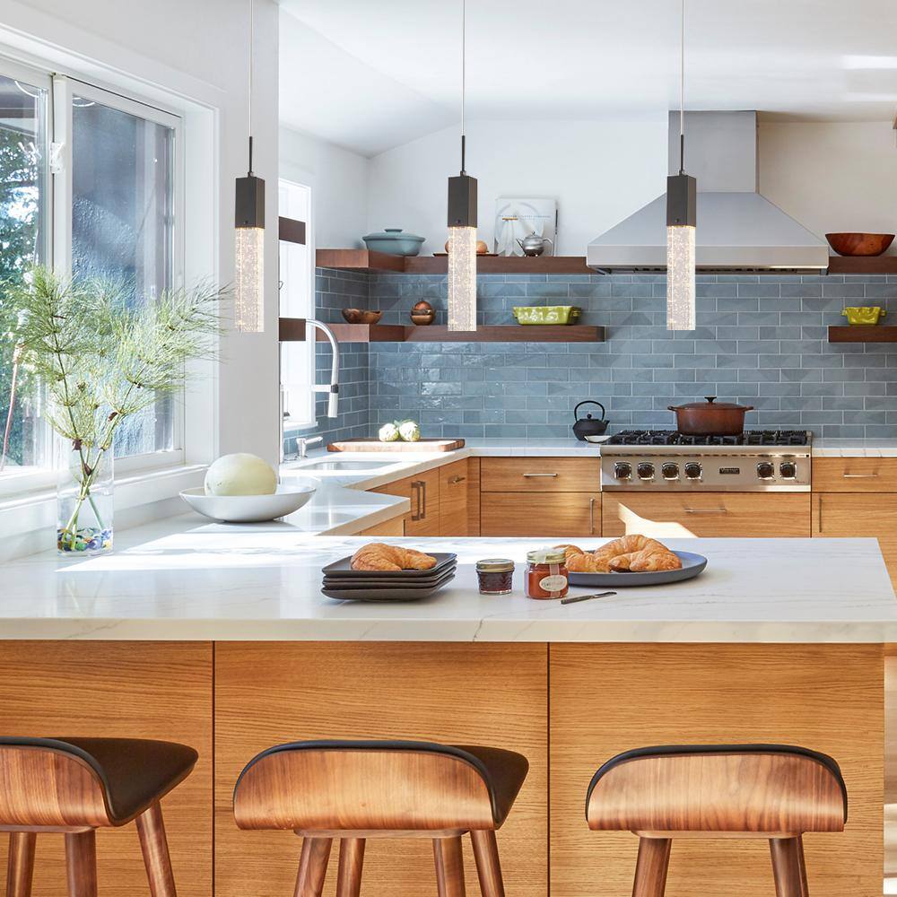 Matte Black Mini LED Pendant Light with Crystal