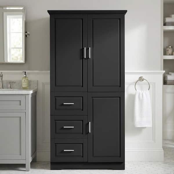 33 in. W x20 in. D x 62 in. H Black Freestanding Linen Cabinet,Tall Storage Cabinet with Doors for Bathroom, Office