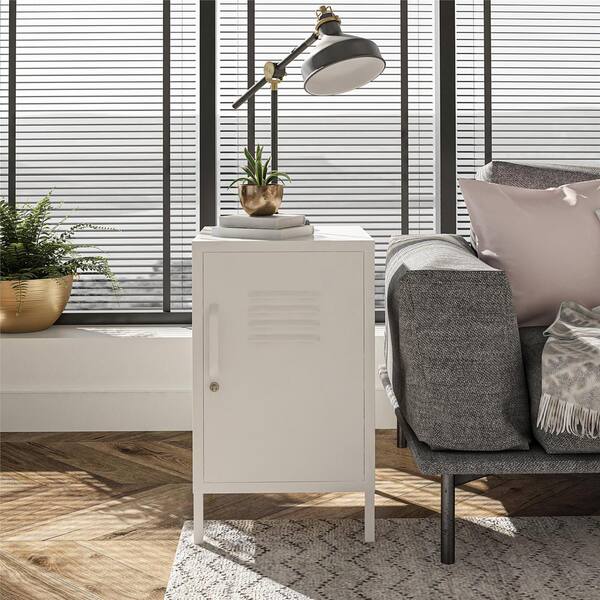 white locker side table