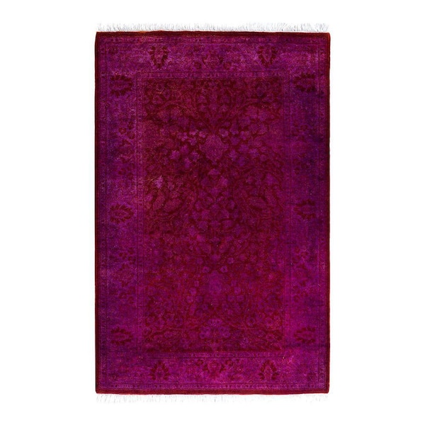 Overdyed Pink 3 ft. x 4 ft. Solid Wool Indoor Runner Rug