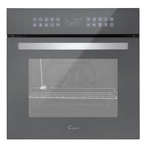 24 in. Single Electric Wall Oven 10 Cooking Functions with Rotisserie and Convection Touch Control in Silver Glass
