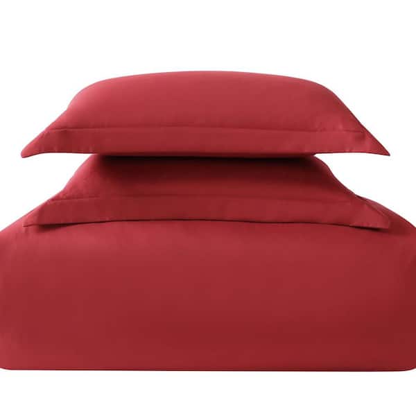Everyday 3 Piece Twin Removeable Cover Microfiber Comforter Set in Red