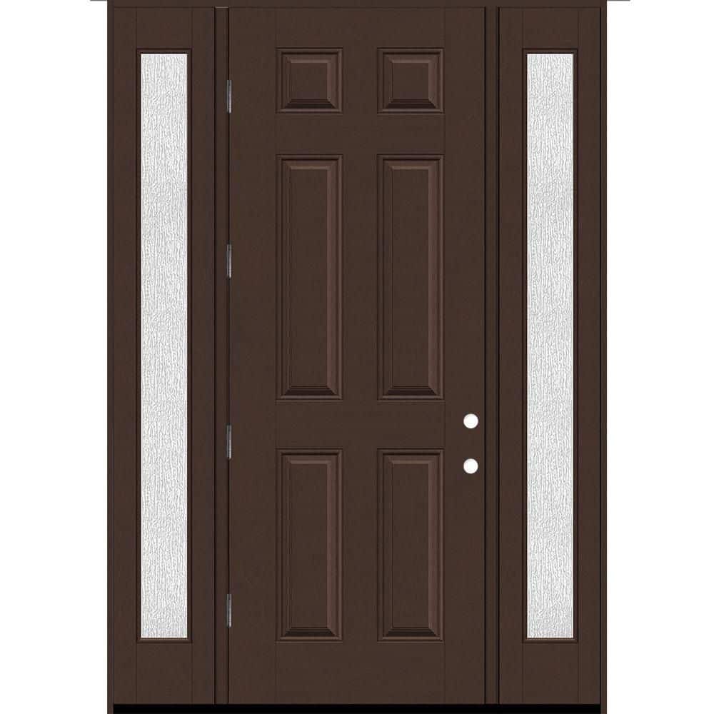Regency 68 in. x 96 in. 6 Panel RHOS Chestnut Stain Mahogany Fiberglass Prehung Front Door w/Rain14in. SLs 4-9/16 price history on PriceWatchPro