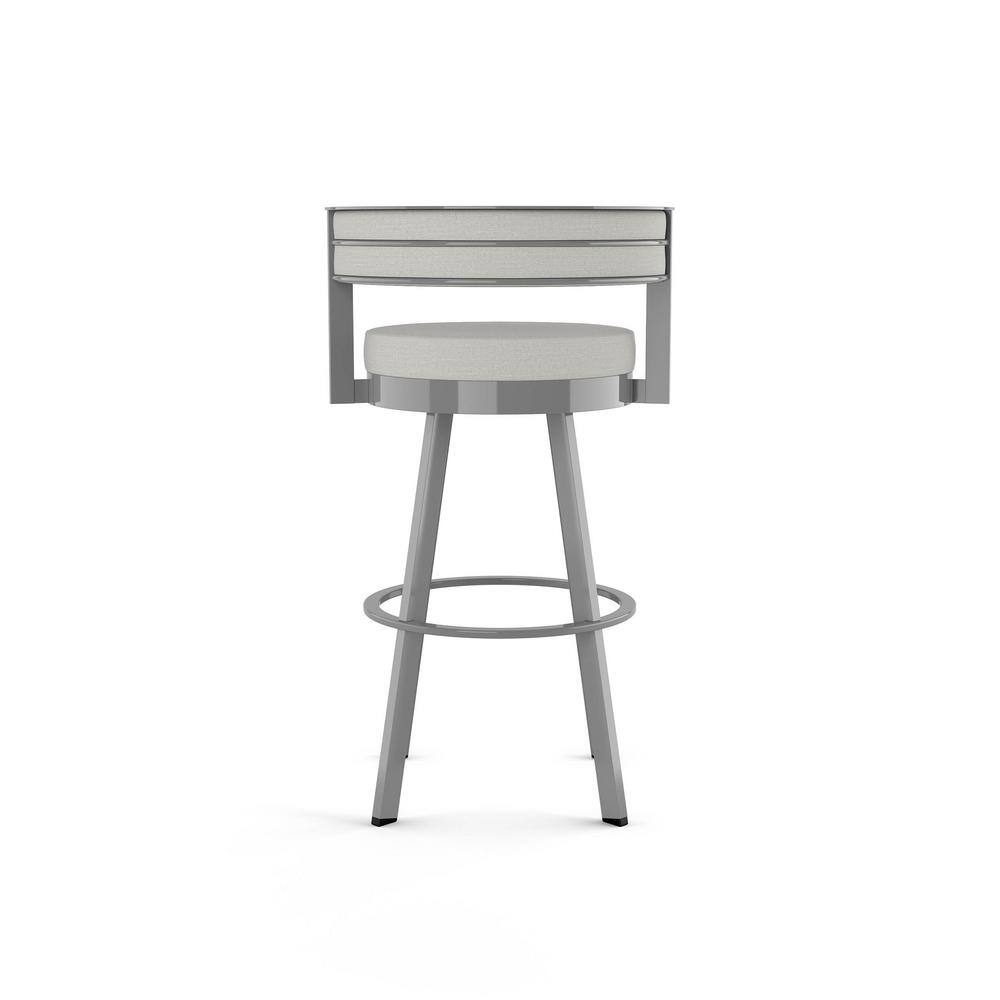 Light Gray Swivel Bar Stool with Metal Frame
