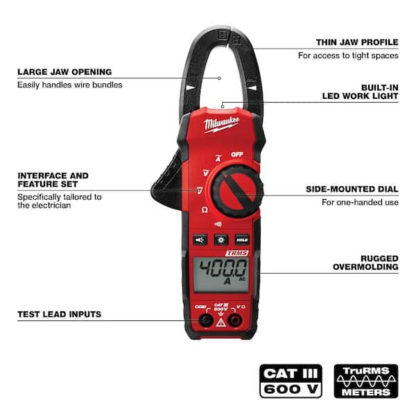 ★Riii★ Milwaukee 400 Amp AC Digital Clamp Meter 2235-20 - The Home